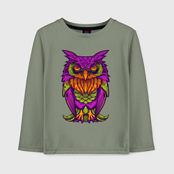 Лонгслив хлопковый детский Purple owl, цвет: авокадо