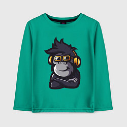 Лонгслив хлопковый детский Music monkey, цвет: зеленый