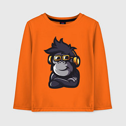 Лонгслив хлопковый детский Music monkey, цвет: оранжевый