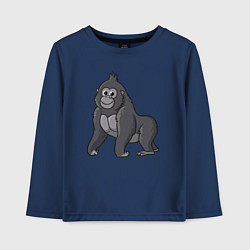 Лонгслив хлопковый детский Милая горилла, цвет: тёмно-синий