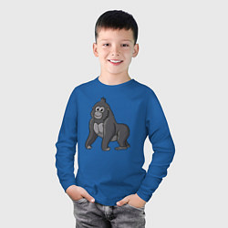 Лонгслив хлопковый детский Милая горилла, цвет: синий — фото 2
