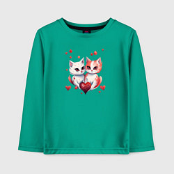 Лонгслив хлопковый детский Пара котов влюбленных, цвет: зеленый