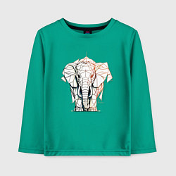 Лонгслив хлопковый детский Слон в геометрическом стиле, цвет: зеленый