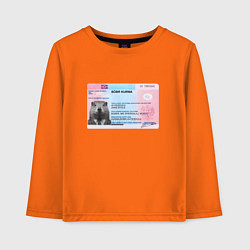 Лонгслив хлопковый детский Bobr kurwa passport, цвет: оранжевый