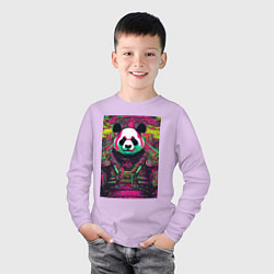 Лонгслив хлопковый детский Киберпанда самурай, цвет: лаванда — фото 2