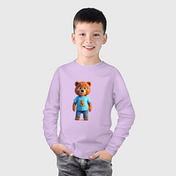 Лонгслив хлопковый детский Медвежонок улыбается, цвет: лаванда — фото 2