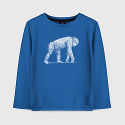 Лонгслив хлопковый детский Белая шимпанзе, цвет: синий