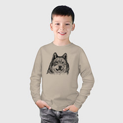 Лонгслив хлопковый детский Ауф волк, цвет: миндальный — фото 2