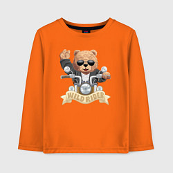 Лонгслив хлопковый детский Плюшевый медвежонок байкер, цвет: оранжевый