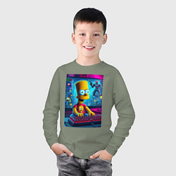 Лонгслив хлопковый детский Барт Симпсон увлёкся игрой, цвет: авокадо — фото 2