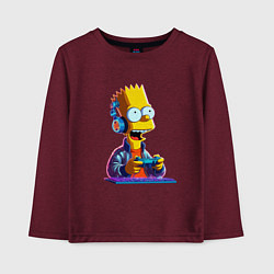 Лонгслив хлопковый детский Bart is an avid gamer, цвет: меланж-бордовый