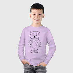 Лонгслив хлопковый детский Медвежонок стоит, цвет: лаванда — фото 2