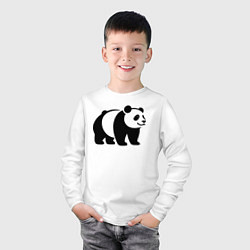 Лонгслив хлопковый детский Стоящая на четырёх лапах чёрная панда, цвет: белый — фото 2
