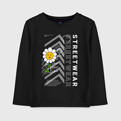 Лонгслив хлопковый детский Ромашка streetwear, цвет: черный