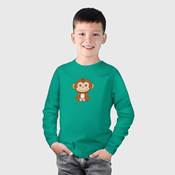 Лонгслив хлопковый детский Маленькая обезьяна, цвет: зеленый — фото 2