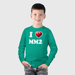 Лонгслив хлопковый детский Я люблю мм2 Роблокс - I heart mm2 Roblox, цвет: зеленый — фото 2