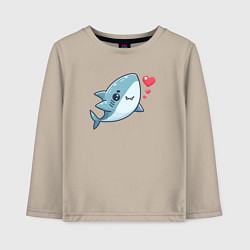 Лонгслив хлопковый детский Акула с сердечками, цвет: миндальный