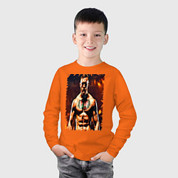 Лонгслив хлопковый детский Конор Макгрегор боец UFC, цвет: оранжевый — фото 2