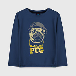 Лонгслив хлопковый детский Notorious pug, цвет: тёмно-синий