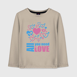 Лонгслив хлопковый детский All you net is love, цвет: миндальный