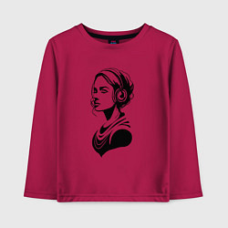 Лонгслив хлопковый детский Девушка с музыкой, цвет: маджента