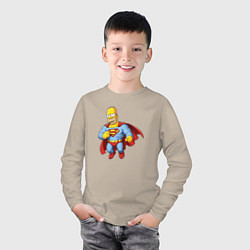 Лонгслив хлопковый детский Гомер супермен, цвет: миндальный — фото 2