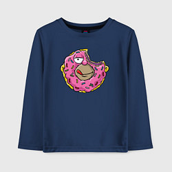 Лонгслив хлопковый детский Homer donut, цвет: тёмно-синий
