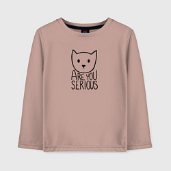 Лонгслив хлопковый детский Are you serious cat, цвет: пыльно-розовый