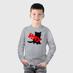 Лонгслив хлопковый детский Силуэт котёнка мяу, цвет: меланж — фото 2
