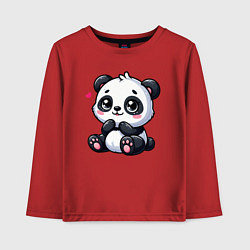 Лонгслив хлопковый детский Забавная маленькая панда, цвет: красный