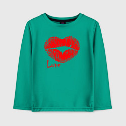 Лонгслив хлопковый детский Lips love, цвет: зеленый