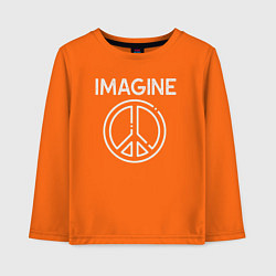 Лонгслив хлопковый детский Imagine peace, цвет: оранжевый