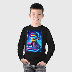 Лонгслив хлопковый детский Барт Симпсон - киберспорт, цвет: черный — фото 2