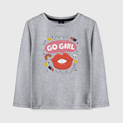 Лонгслив хлопковый детский Go girl lips, цвет: меланж
