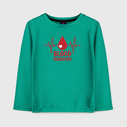 Лонгслив хлопковый детский Донорство крови, цвет: зеленый