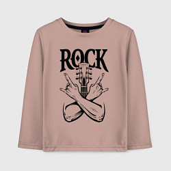 Лонгслив хлопковый детский Рок - гитара, цвет: пыльно-розовый