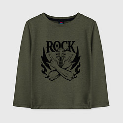 Лонгслив хлопковый детский Rock - guitar, цвет: меланж-хаки