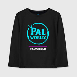 Лонгслив хлопковый детский Символ Palworld в неоновых цветах, цвет: черный