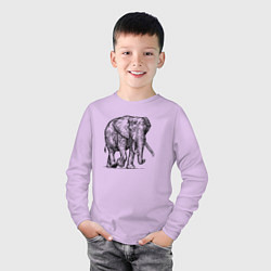 Лонгслив хлопковый детский Слон идет, цвет: лаванда — фото 2