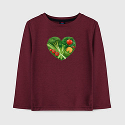 Лонгслив хлопковый детский Сердце из овощей, цвет: меланж-бордовый