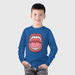 Лонгслив хлопковый детский Открытый рот, цвет: синий — фото 2