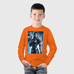 Лонгслив хлопковый детский Mass Effect -N7 armor, цвет: оранжевый — фото 2