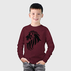 Лонгслив хлопковый детский Лев тату, цвет: меланж-бордовый — фото 2