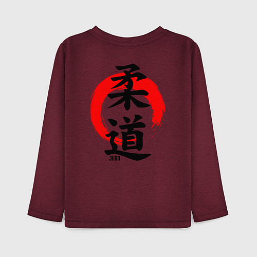 Детский лонгслив Дзюдо иероглиф на спине / Меланж-бордовый – фото 2