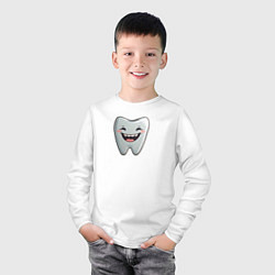Лонгслив хлопковый детский Улыбающийся зуб, цвет: белый — фото 2