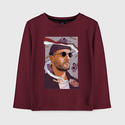 Лонгслив хлопковый детский Киллер, цвет: меланж-бордовый
