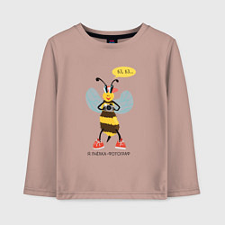 Лонгслив хлопковый детский Пчёлка-фотограф серия: весёлые пчёлки, цвет: пыльно-розовый