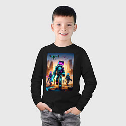 Лонгслив хлопковый детский Minecraft - cyberpunk ai art fantasy, цвет: черный — фото 2