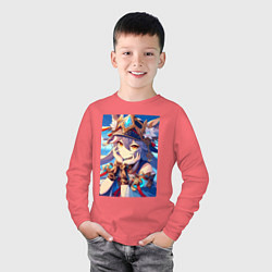 Лонгслив хлопковый детский Genshin Impact - character, цвет: коралловый — фото 2