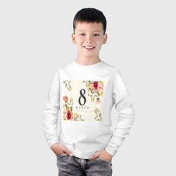 Лонгслив хлопковый детский Цветочный фон 8 марта, цвет: белый — фото 2